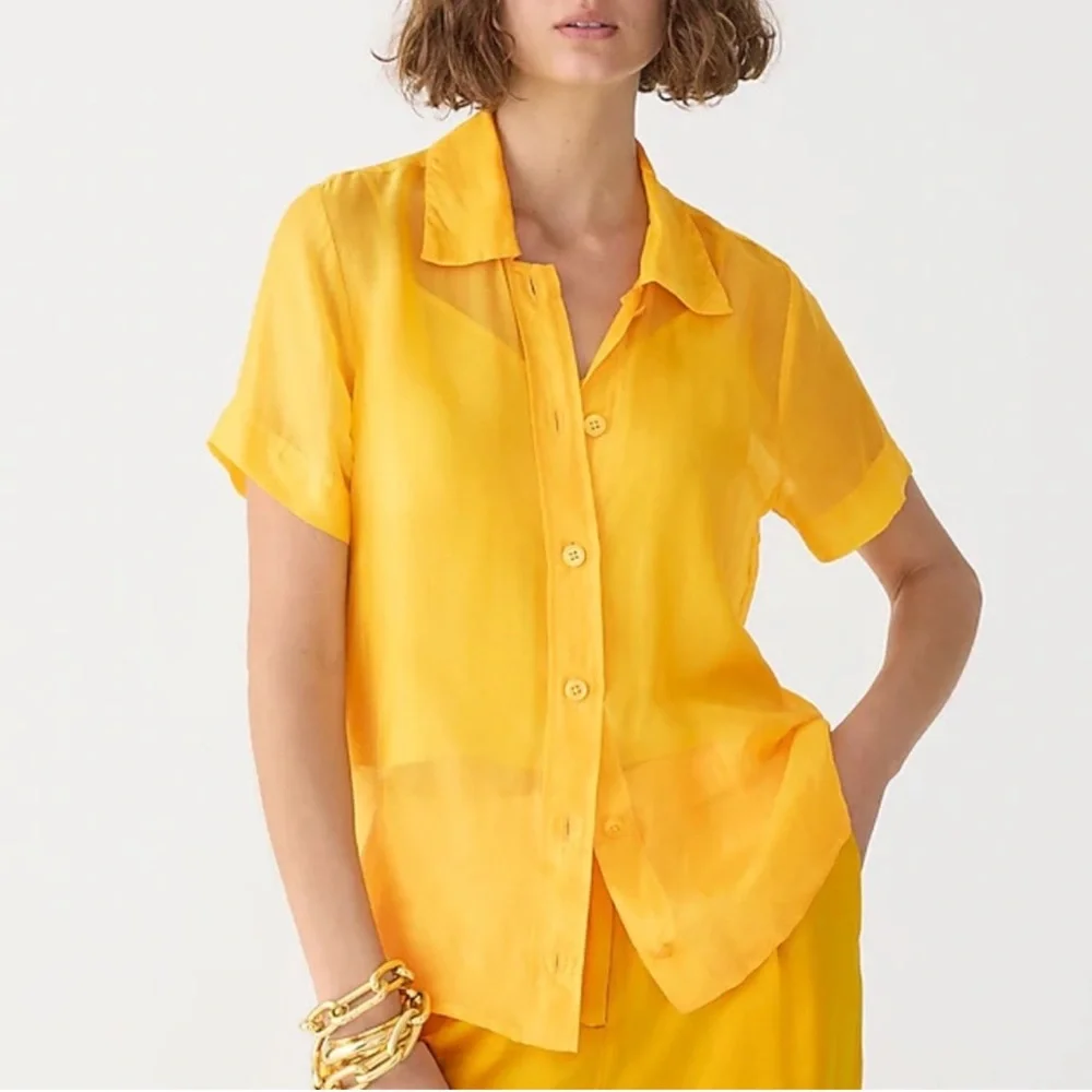 J. Crew Gamine button down sheer blouse